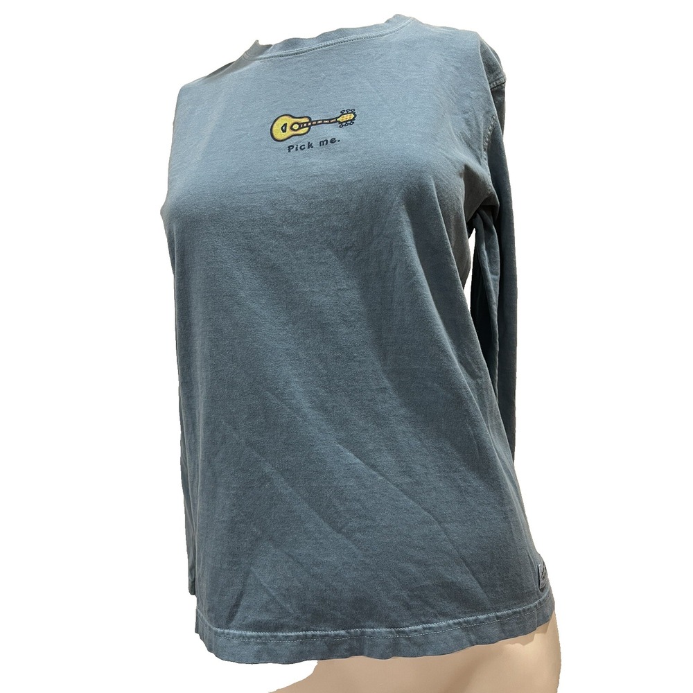 Life Is Good Womens Guitar Long sleeve Blue PICK ME Small